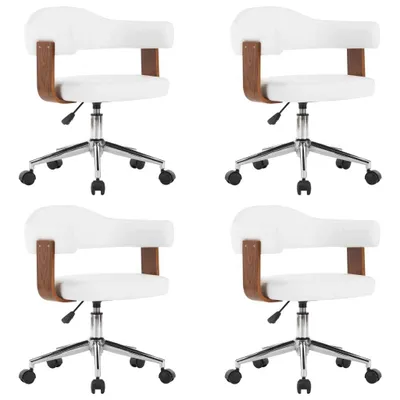 Image de vidaXL Chaise de salle à manger pivotante 4 pcs. Blanc Bois courbé et similicuir
