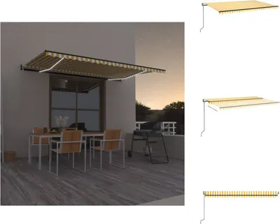 Obrázek produktu pro vidaXL Automatická markýza s LED a větrným senzorem 500x350 cm žlutá/bílá - Markýzy