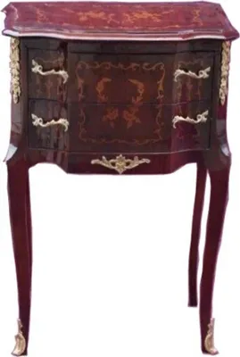 Image de Casa Padrino Commode baroque à 2 tiroirs en marqueterie brune H 79 cm, L 52 cm - Modèle Acajou - Table de chevet Console