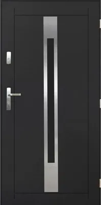 Immagine prodotto di Porta esterna in acciaio 90cm antracite con apertura a destra, isolata, sicura con 2 serrature