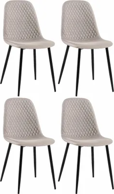 Produktbild von CLP 4er Set Stühle Giverny mit Ziernähten grau Material Stoff