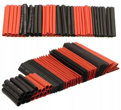 Image de Kit de gaines thermorétractables Rosfix, 127 pièces (noir et rouge)