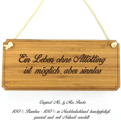 Produktbild von Mr. & Mrs. Panda Wegweiser Altötting - Geschenk, Landhaus, Graviert, Geschenkidee, Schild, Shabby, Türschild, Holzschild, Hinweisschild, Holz