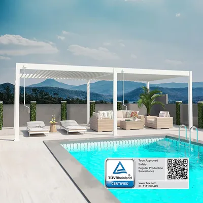 Produktbild von Deluxe Pavillon Terrassenüberdachung Aluminium 3,6 x 7,2 M weiß