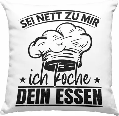 Produktbild von Trendation - Koch Geschenk Deko-Kissen mit Füllung 40x40 Sternekoch Geschenkidee Lustiger Spruch Sei Nett Zu Mir Ich Koche Dein Essen (Rosa)