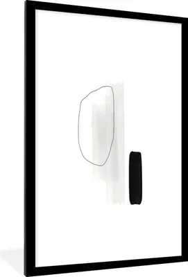 Produktbild von MuchoWow® Gerahmtes Poster Linienkunst - Acrylfarbe - Minimalismus 60x90 cm - Poster mit Schwarzem Bilderrahmen Wandposter Rahmen Foto Bilder - Dekoration - Wandposter Wohnzimmer - Hochwertig