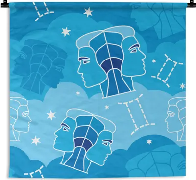 Produktbild von MuchoWow® Wandteppich Wandbehang Tierkreiszeichen - Zwillinge - Gestaltung 60x60 cm Tapisserie Dekoration Wandtuch - Dekorationen - Wand Decke