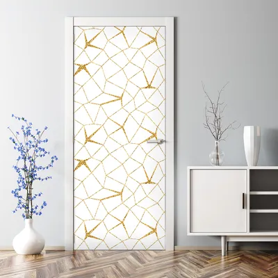 Produktbild von Dekorative Türposter selbstklebend Klebefolie Wandaufkleber Türaufkleber Mosaik gold weiß 85 x 200 cm