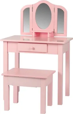 Immagine prodotto di VDD - Tavolo da trucco - Mobile da trucco - Tavolo da trucco - Sedia da parrucchiere - Rosa