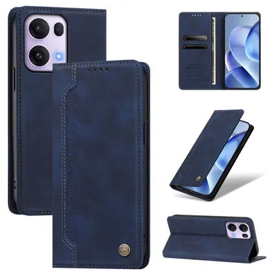 Obrázek produktu pro Pouzdro pro Oppo Reno13 Pro 5G,Polyuretankožené peněženkové flipové pouzdro s přihrádkami na karty a stojánkem Tmavě modrá