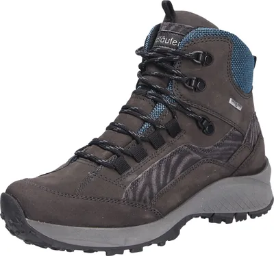 A single brown hiking boot is shown against a white background.