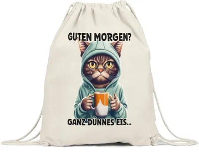 Produktbild von Guten morgen? Ganz dünnes Eis Turnbeutel Langschläfer Morgenmuffel Witzig Kaffee
