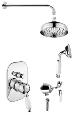 Produktbild von Sapho KIRKÉ WHITE Unterputz-Duschset, 2 Wege, Weiß Hebel, Chrom