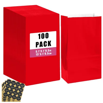 Productafbeelding van 100 Stuks Rode Papieren Zakjes met Stickers