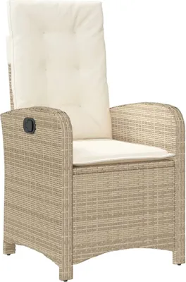 Obrázok produktu pre vidaXL Záhradné kreslo s vankúšom Nastaviteľné béžové Poly Rattan