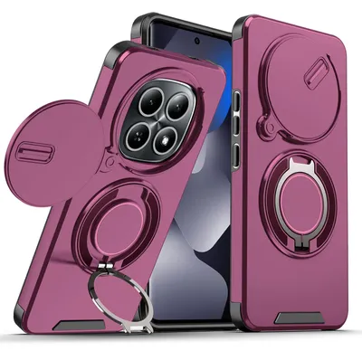 Obrázek produktu pro Dvouvrstvé pouzdro pro Xiaomi Redmi Note 15 Pro 4G, s posuvným krytem fotoaparátu a magnetickým kroužkovým stojánkem Třešňově