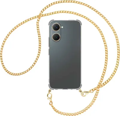 Produktbild von Handykette Backcover-Schutzhülle mit Band (Metall goldfarben) für vivo Y03 4G - goldfarbene Kette