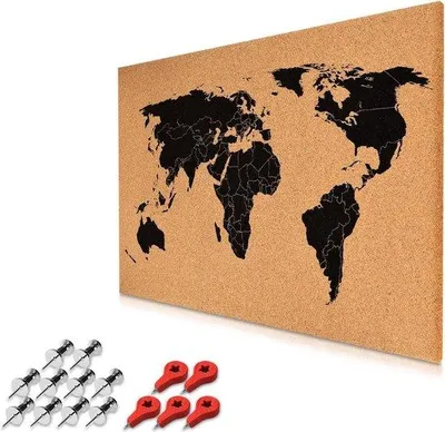 Produktbild von Famanu Korkpinwand Weltkarte - 60 x 40 cm