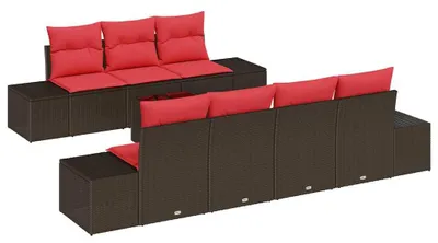Obrázek produktu pro vidaXL Sada pohovek, 8 kusů, hnědá [syntetický materiál]: Polyratan