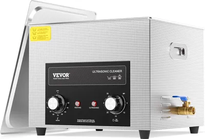 Image de VEVOR Nettoyeur à ultrasons 15 L avec minuterie chauffante & panier machine à cavitation sonique numérique professionnelle, machine de nettoyage 360 W pour outils de laboratoire pièces métalliques carburateur laiton pièces de voiture pièces de moteur