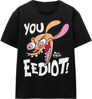 Image de Ren & Stimpy - "You Eediot !" T-shirt Homme/Femme Unie TV15921 (XXL) (Noir)