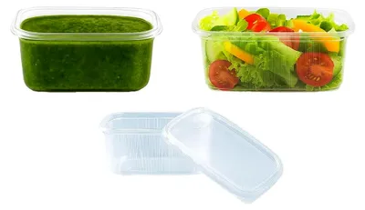 Produktbild von Rechteckige Feinkostbecher mit Deckel 200 ml | Transparent | PP Kunststoff | 250 Stück