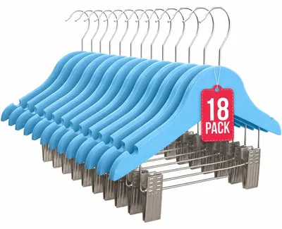 Imagen del producto de Percha de Madera Infantil con Pinzas Azul Pack 18 COM-FORT HOUSE