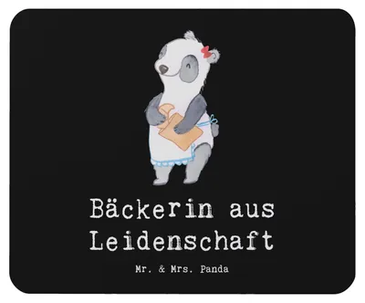 Produktbild von Mr. & Mrs. Panda Mousepad Bäckerin Leidenschaft - Schwarz - Geschenk, pc mausunterlage, Mauspad, Mouse Pad, Backstube, Spruch, mousematte, Bäckerei, Beruf