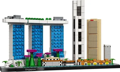 Produktbild von LEGO 21057 Architecture Singapur Skyline-Set, Modellbausatz mit Marina Bay Sands, Set zum Stressabbau, Home- und Büro-Deko zum Basteln und Sammeln für Erwachsene, Geschenk für Frauen und Männer