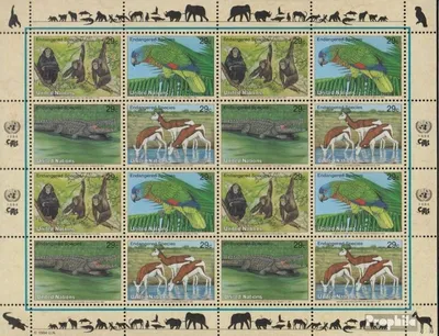 Produktbild von Briefmarken UNO - New York 1994 Mi 663-666Klb Kleinbogen (kompl.Ausg.) gestempelt Gefährdete Tiere