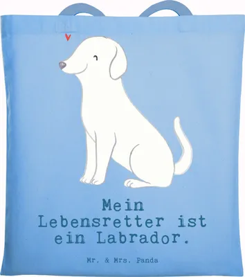 Produktbild von Mr. & Mrs. Panda Jutetasche Labrador Lebensretter - Sky Blue - Geschenk, Jutebeutel, Laptoptasche, Schultasche, Tasche, dokumententasche, Tote Bag
