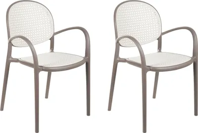 Produktbild von BELIANI Esszimmerstuhl 2er Set Hellbraun Kunststoff mit Wiener Geflecht Stapelbar Retro Stil Esszimmer Küche Garten Ausstattung Sitzmöbel Plastikstuhl