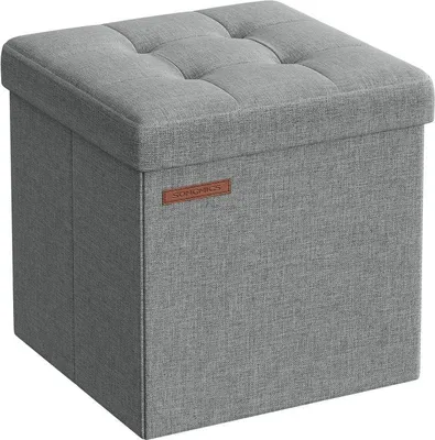 Obrázok produktu pre Skladací taburet s úložným priestorom 30×30 cm - svetlo šedý