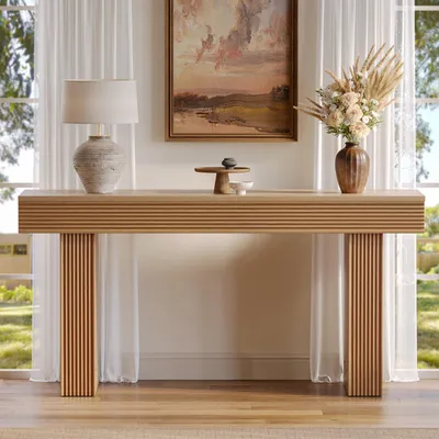 Consoletafel 160 cm, schmale Anrichte, Landhausstil, Vintage Braun