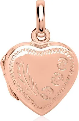 Produktbild von Herzmedaillon Anhänger aus 925er Silber, rosévergoldet, mit filigranem Muster