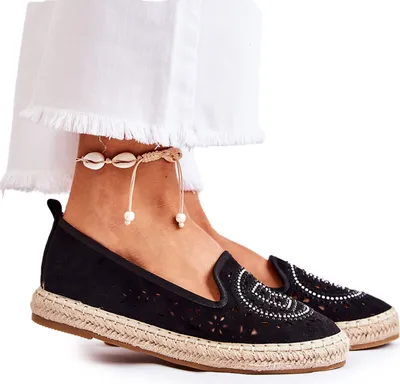 Produktbild von Meredith Black Openwork Slip-on Damen Espadrilles 36