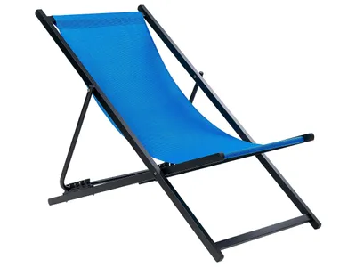Produktbild von BELIANI Liegestuhl Schwarz Aluminium Mesh Blau Faltbar Klappbar Verstellbar Modern Garten Terrasse Outdoor Balkon Möbel Ausstattung