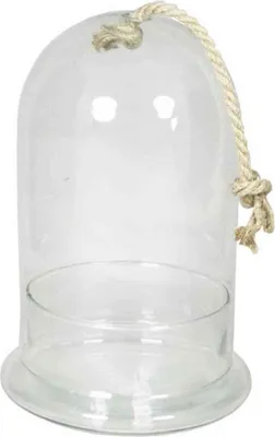 Produktbild von INNA-Glas Glassturz Volta, mit Kordel, Zylinder - Rund, klar, 28,5cm, Ø 18cm - Tischdeko Glocke - Glaskuppel