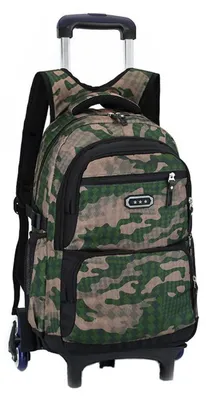 Image de Sac à dos à roulettes, couleur vert armée, 32x48x19 cm