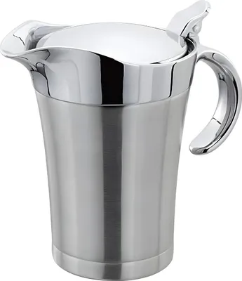 Produktbild von Thermo Sauciere 750ml aus Edelstahl, doppelt isolierte Soßenkanne für heiße & kalte Saucen, ideal für Küche & Tisch