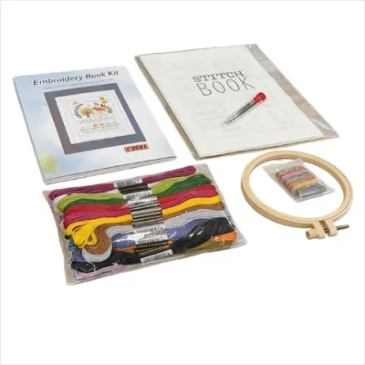 Immagine prodotto di INF Kit Libro di Punti da Ricamo: Cerchio 12cm, 24 Fili Colorati, 18 Aghi