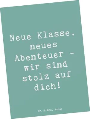 Produktbild von Mr. & Mrs. Panda Postkarte Spruch Erster Schultag Abenteuer - Meeresbrise - Geschenk, Ansichtskarten, Neuanfang, Trost, Zuversicht, Chancen, Postkarten, bildkarte, Mut