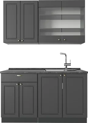 Productafbeelding van Eenpersoonskeuken Vicco Fame-Line Anthrazit-Gold Landhaus 140 cm zonder werkblad, Model 57172