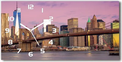 Produktbild von Wanduhr aus Glas – 60x30 cm - Glasbild - Glasuhr - Gehärtetes Glas - weisse-zeiger - Manhattan New York