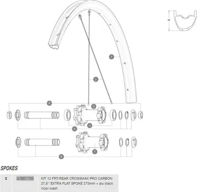 Image de Mavic Crossmax Pro Carbon 27,5 avant/arrière, 14 rayons, noir, 273 mm, noir, 273 mm