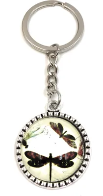 Produktbild von Onwomania Schlüsselanhänger Libelle Lila Kreis Metall Anhänger Charm