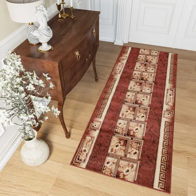 Produktbild von Teppich Läufer Flur Design Wohnzimmer Schlafzimmer Kurzflor Modern Braun Beige  120 x 630