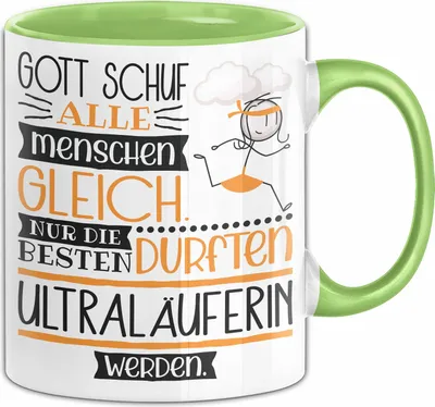 Produktbild von Ultraläuferin Geschenk Becher Tasse Gott Schuf Alle Menschen Gleich Nur Die Besten Durfeten Ultraläuferin Werden Geschenkidee Lustig (Grün)