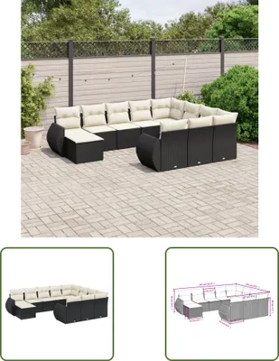 Produktbild von The Living Store 11-tlg. Garten-Sofagarnitur mit Kissen Schwarz Poly Rattan