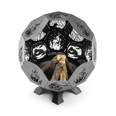 Image de Le Favilla Luna Fire pit Black (100x100x110 cm), revêtement en poudre, 75 kg, acier 2 mm, jardin, terrasse, bol à feu, cheminée d'extérieur.